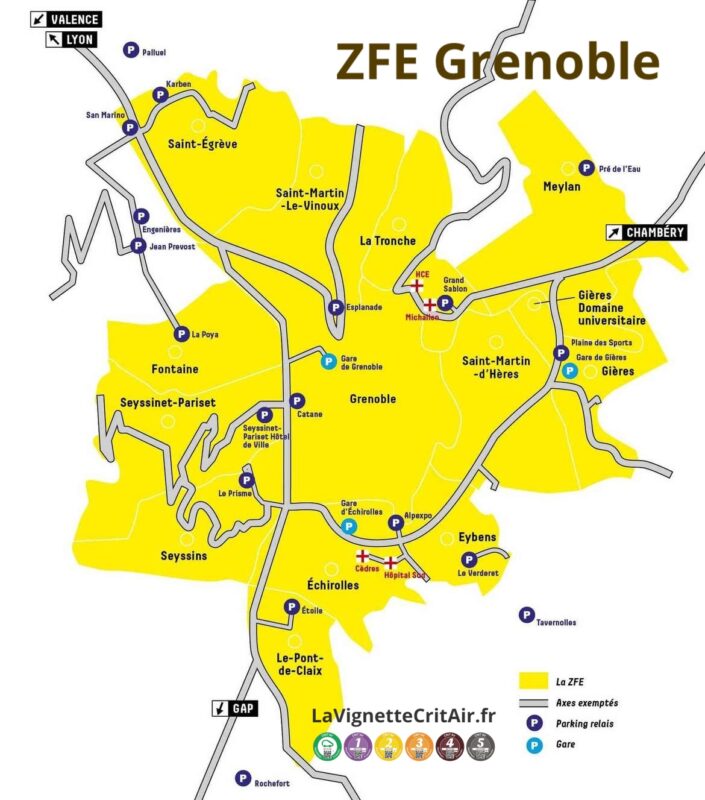 Zone ZFE Grenoble 2024 : carte, calendrier et restrictions Crit'Air
